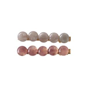 一对装法式豆豆一字发夹碎发卡侧边夹高级感鸭嘴夹日韩刘海夹头饰