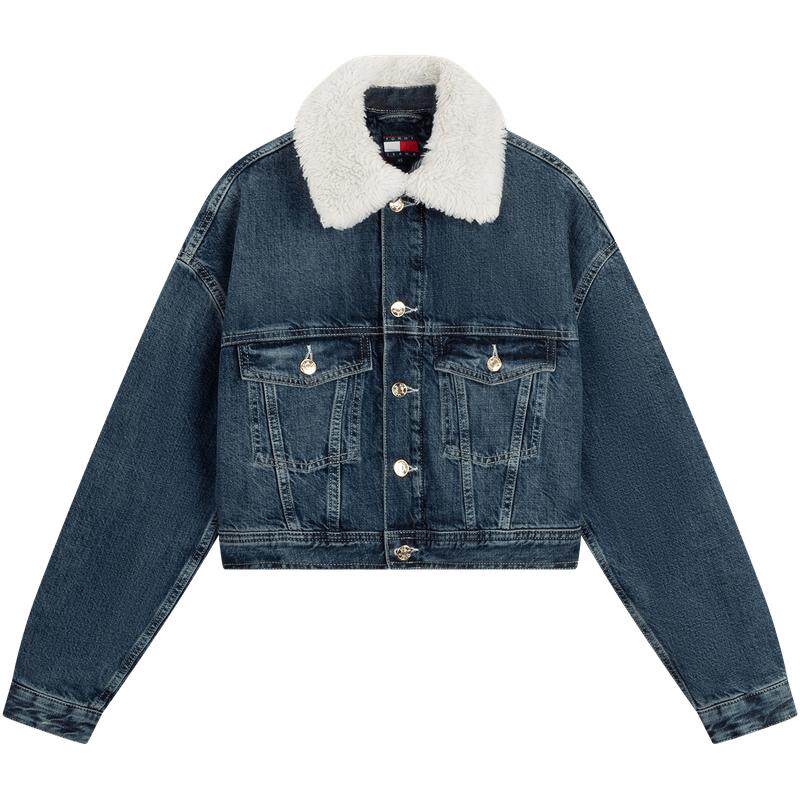 Tommy女装刺绣短款牛仔棉服外套