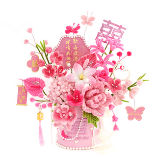 新婚送新人礼物扭扭棒花束手工编织花筒抱抱桶diy材料包婚房布置