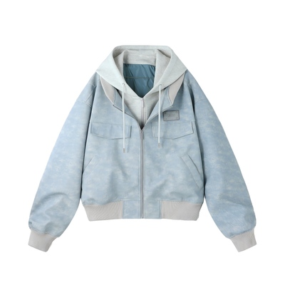 BJHG假两件夹克外套秋季新款皮衣