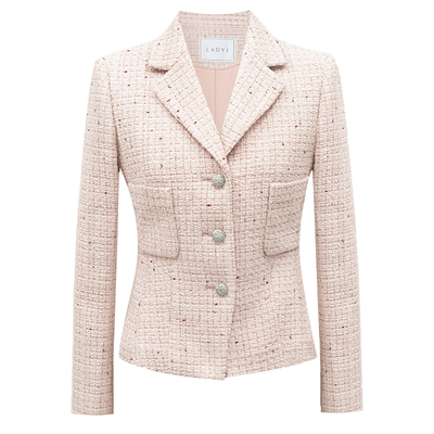 LadyJ金丝粗花呢西装领小香套装