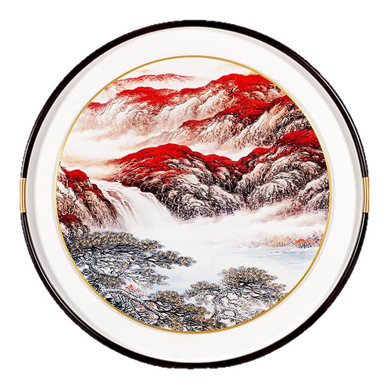 新款铜雕画鸿运当头高档玄关装饰画圆形手工雕刻壁画新中式挂画