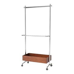 不锈钢轻奢衣帽架落地可收纳实木移动酒店家用卧室高档挂衣服装架