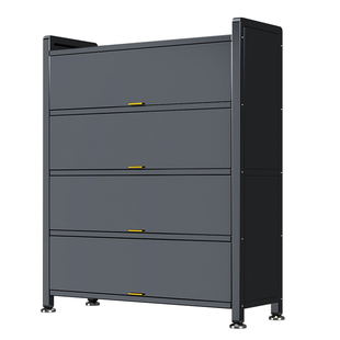 家用钢制鞋柜门口多层入户新款大容量落地多层收纳储物柜防尘鞋架