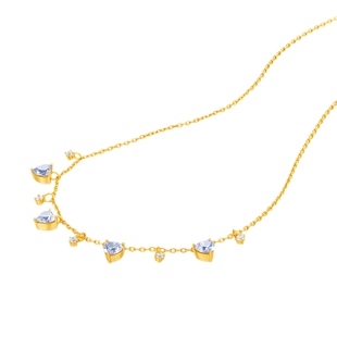 潮宏基闪耀银河S925银仿珍珠项链坠链爱心颈饰碎碎银生日礼物