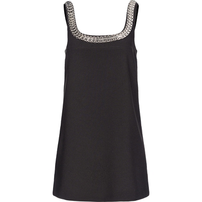 金属装饰直筒短款连衣裙