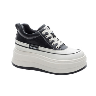 小个子真皮厚底内增高8cm女鞋子2025新款春秋爆款休闲松糕小白鞋