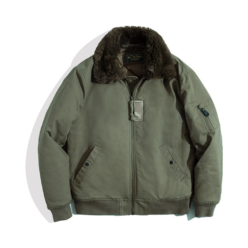 马登工装 美式复古B15轰炸机空军飞行员夹克保暖翻毛领外套棉服男