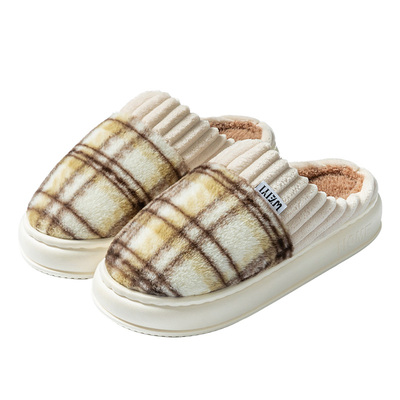 秋冬季棉拖鞋情侣加绒室内居家厚底防滑防臭包头暖脚毛绒家居保暖