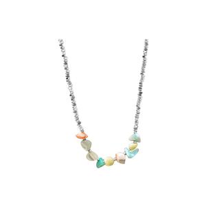 彩色串珠碎银项链女2025年新款轻奢锁骨链小众颈链高级感手链手饰