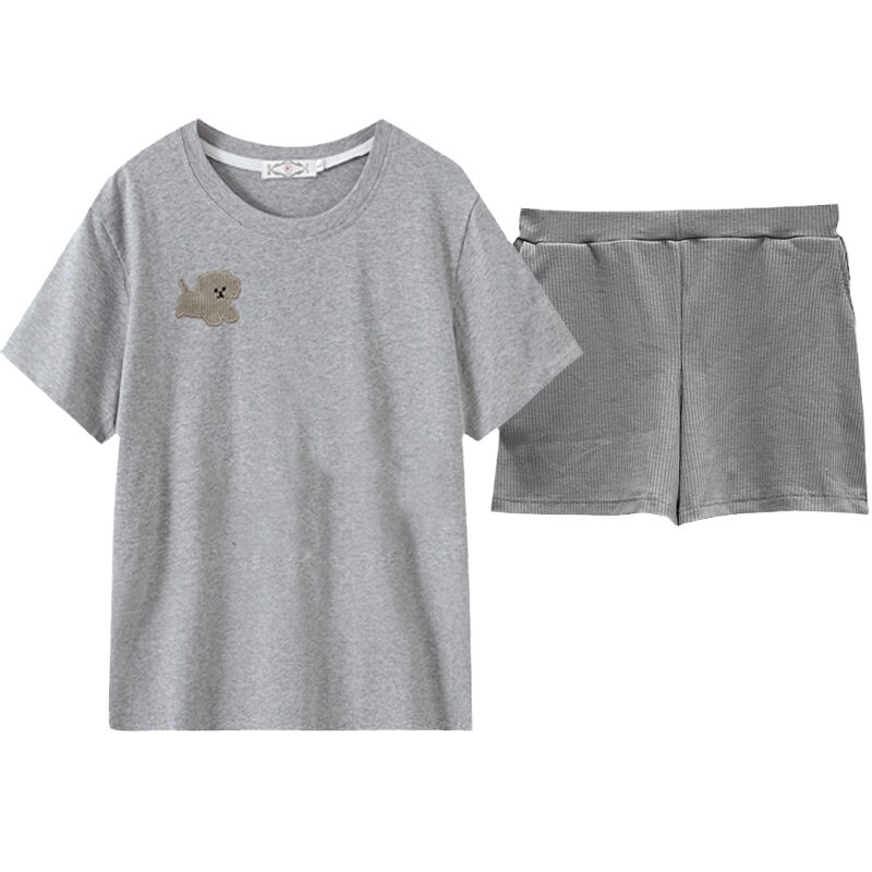 韩版纯棉睡衣女夏天短袖薄款可爱简约可外穿家居服休闲运动套装女