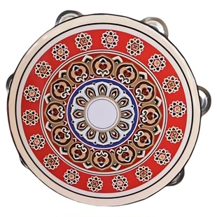 福满人间铃鼓舞蹈道具新年跳舞表演专用手持实木铃鼓飘带彩带乐器