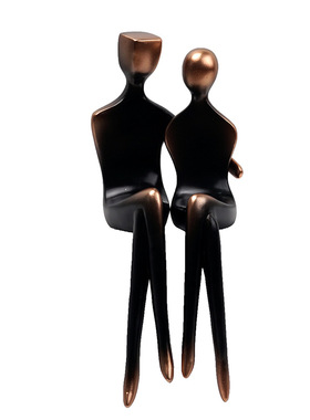 现代简约情侣人物艺术雕塑欧式家居书房柜边树脂工艺品坐桌边摆件