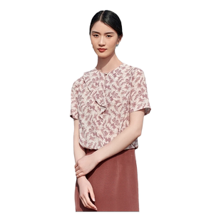 佐尔美夏季新款 桑蚕丝真丝弹力双绉小碎花衬衣女E22CS88