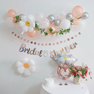 Bridal shower婚前单身准新娘派对聚会气球背景墙装饰甜品台布置