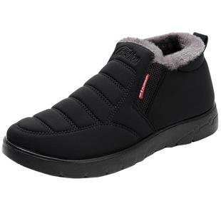 冬季防滑老北京布鞋加绒保暖防水轻便男棉鞋软底中老年老人爸爸鞋