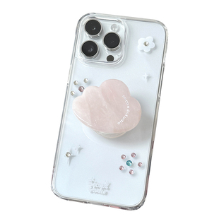 原创小众云朵石头支架透明壳适用苹果17promax手机壳磁吸17创意彩色钻钻iphone16pro全包软壳15pro防摔14/13