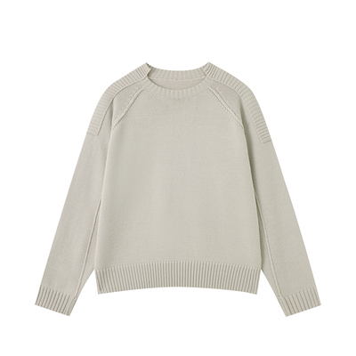 WHIMNOTION 25AW「罗纹垫肩结构」美利奴羊毛毛衣圆领套头针织衫