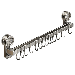 厨房挂钩吸盘置物架免打孔挂杆锅铲挂架排钩收纳架强力承重上墙