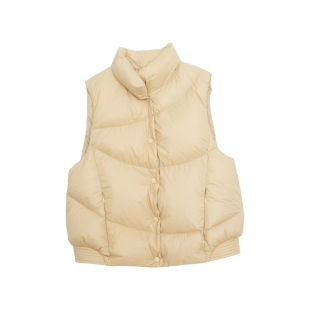 忘城A387座/朗日朵朵云/2023冬90白鸭绒立领不规则绗线羽绒马甲女