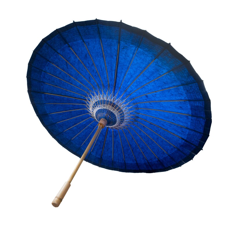 星夜蓝古法手工云龙纸非遗油纸伞 复古做旧防雨防晒遮阳实用古风