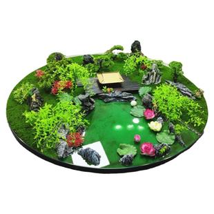 中式摆件餐桌中间摆花电动转盘花桌摆装饰品饭店餐厅趵突泉摆台花