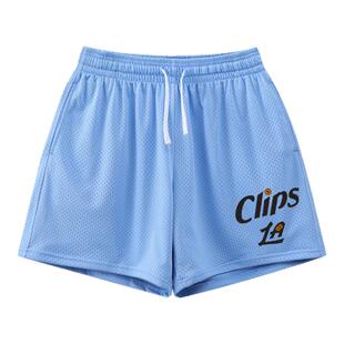 哈登伦纳德快船城市版双层网眼短裤美式篮球健身跑步训练运动球裤
