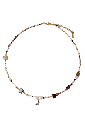 XMR天然石贝母星星月亮项链