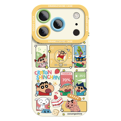 适用苹果17promax手机壳iPhone17硅胶16pro新款蜡笔小新15全包镜头14高级感Air卡通plus超火8女款17pro保护套