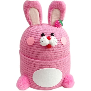 玩偶礼物兔子手工编织客厅阳台卧室书房桌面茶几收纳整理筐箱篮盒
