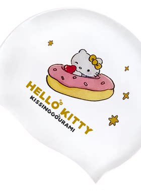 可爱Kitty硅胶防水不勒泳帽女