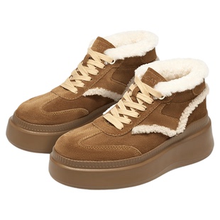 [鞠婧祎同款]接吻猫[8cm太妃糖长腿鞋]内增高厚底加绒德训鞋毛靴