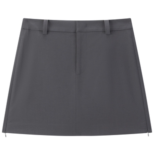 【商场同款】太平鸟灰色侧开叉裙裤设计A字裙半身裙短裙A1GEG1517