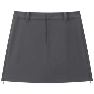 太平鸟灰色侧开叉裙裤设计A字裙