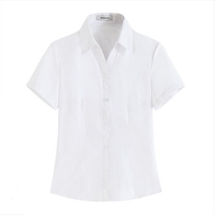 小个子白色衬衫女夏短袖薄款收腰显瘦正装职业气质长袖衬衣工作服