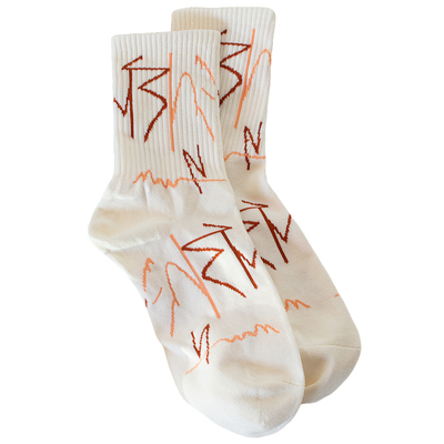 男女个性抽象线条中筒袜