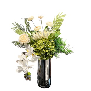 轻奢帝王花假花套装大号电镀花瓶插花客厅仿真花摆设餐桌花艺摆件