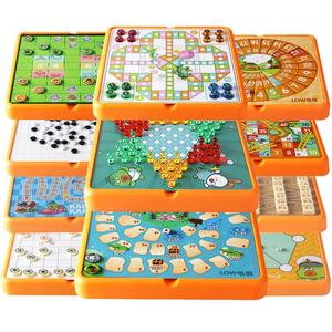 飞行棋儿童棋类益智玩具五子棋跳棋蛇棋大全多合一多功能棋盘套装