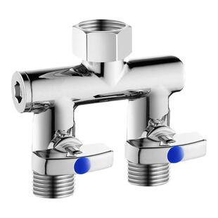 三通角阀一进二出全铜阀门一分二带双开关双出水马桶分水器接头