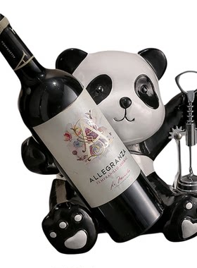 创意熊猫造型红酒架桌面摆件