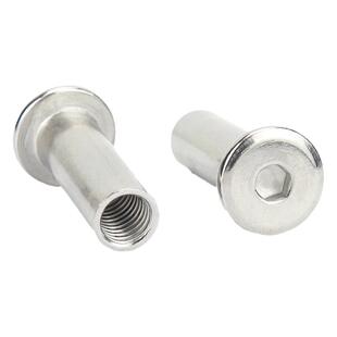 304不锈钢平头倒边内六角螺母对锁接家具子母钉夹板螺帽M3-M8