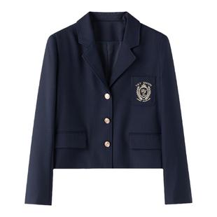 藏青色西装外套原创jk制服学院风校供甜美中长裙套装女东京岁时记