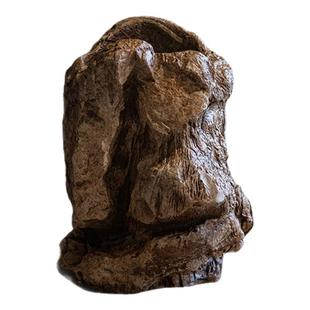 石头花盆插花创意装饰摆件客厅桌面禅意侘寂风复古绿植盆景花瓶