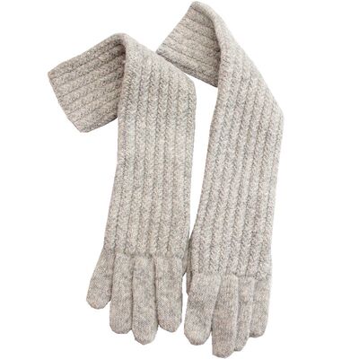 羊毛加长款五指女手套冬保暖加厚