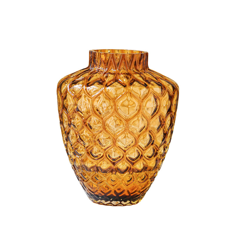 中古玻璃插花瓶菱纹客厅餐桌摆件