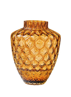 中古玻璃插花瓶菱纹客厅餐桌摆件
