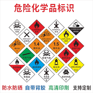 危险化学品标签易燃液体固体有毒物品剧毒腐蚀性一级放射性物警示警告危险易燃易爆仓库贴纸不干胶定制标识牌