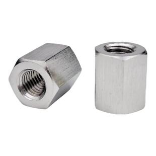 304不锈钢加长六角螺母DIN6334加厚丝杆牙条连接六角长螺帽M5M6M8