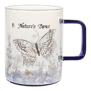 大英博物馆博物志系列蓝金蝴蝶把手玻璃杯高硼硅杯子茶杯水杯礼物