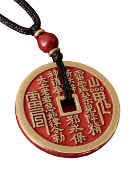 黄铜山鬼花钱复古潮流吊坠